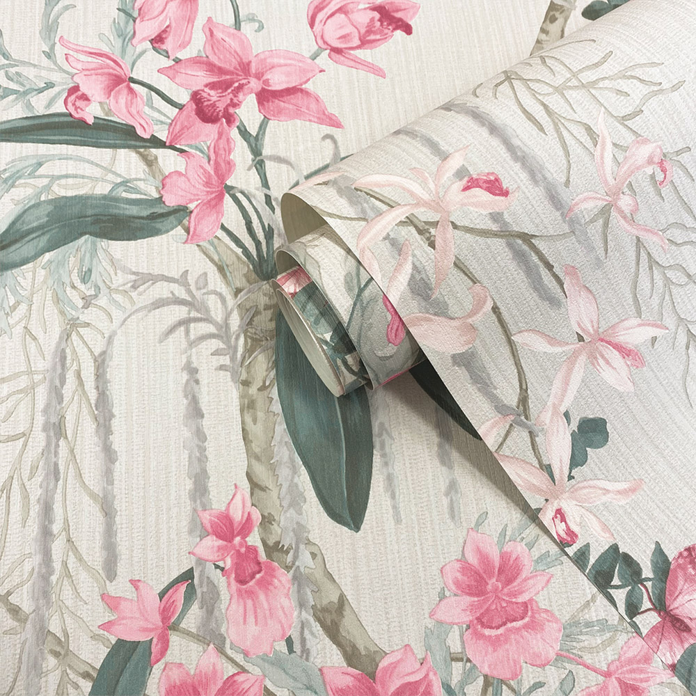 Belgravia Decor Suki Sage Green and Pink Wallpaper Image 2