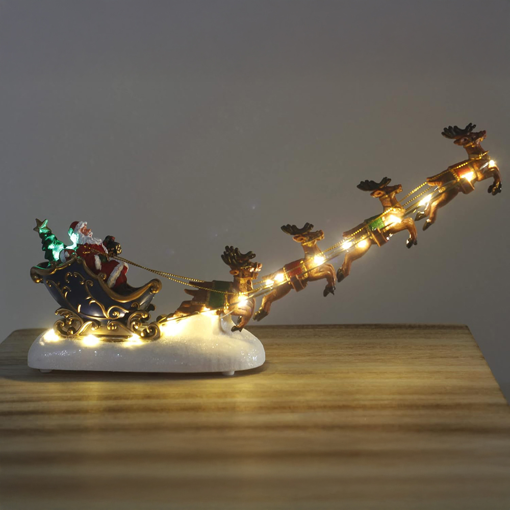 Marco Paul Warm White LED Santa Riding Sleigh Decoration Ornament Image 2