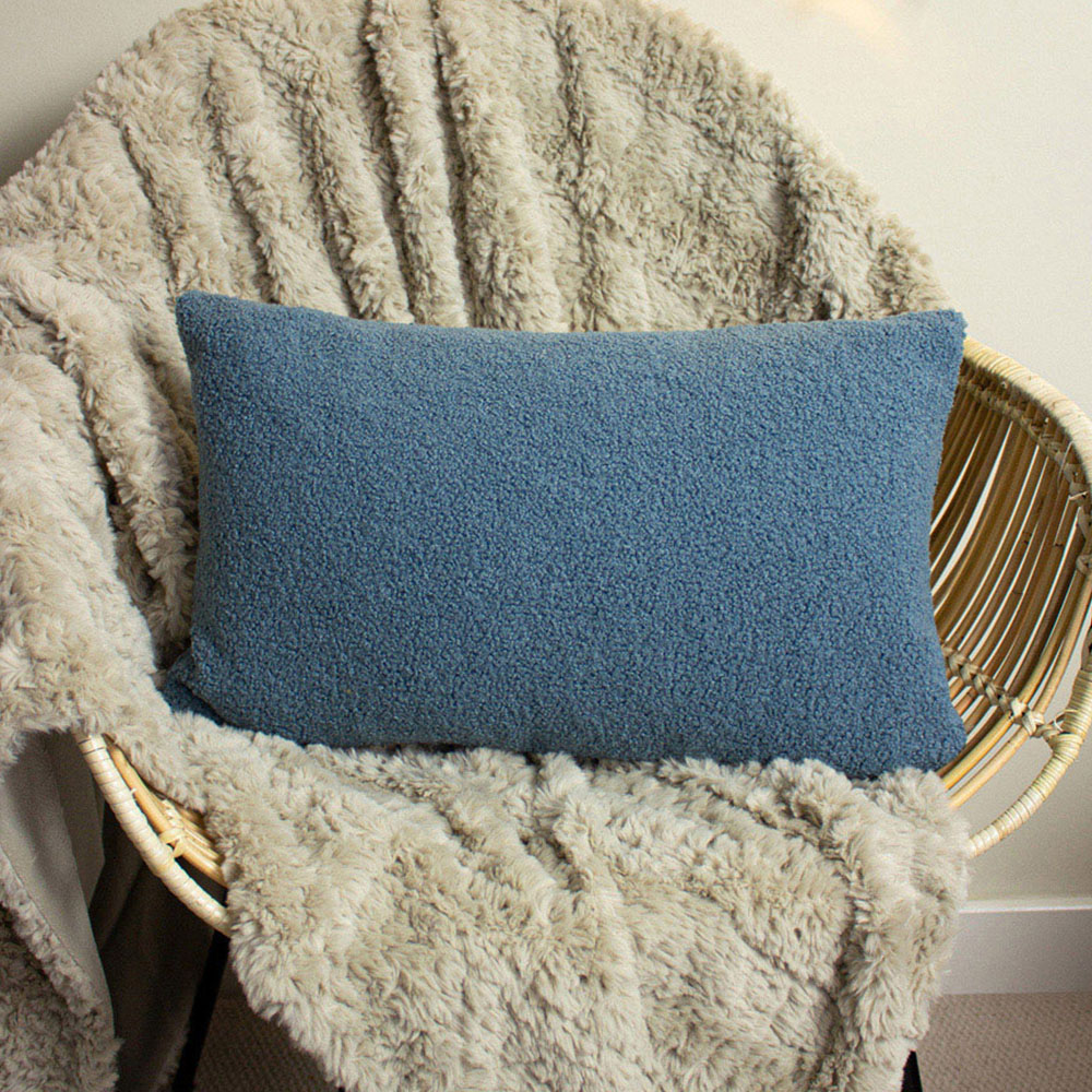 furn. Malham Wedgewood Fleece Rectangular Cushion Image 2