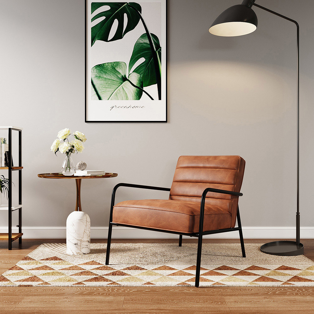 Living and Home Modern Soft PU Leather Cushioned Armchair Image 3