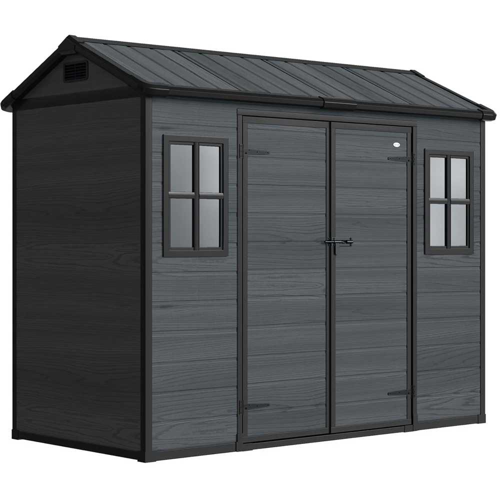 Outsunny 8 x 4ft Dark Grey Apex Garden Shed with Built-In Floor Image 1