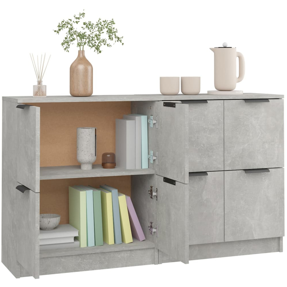 vidaXL 4 Drawer Concrete Grey Sideboard 2 Pack Image 3