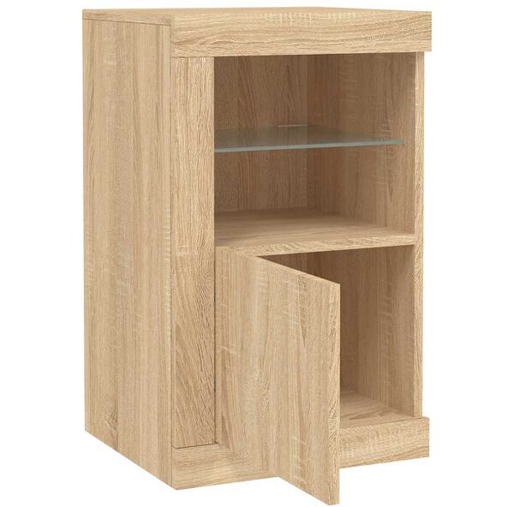 vidaXL Single Door 2 Shelf LED Sonoma Oak Side Cabinet Image 5