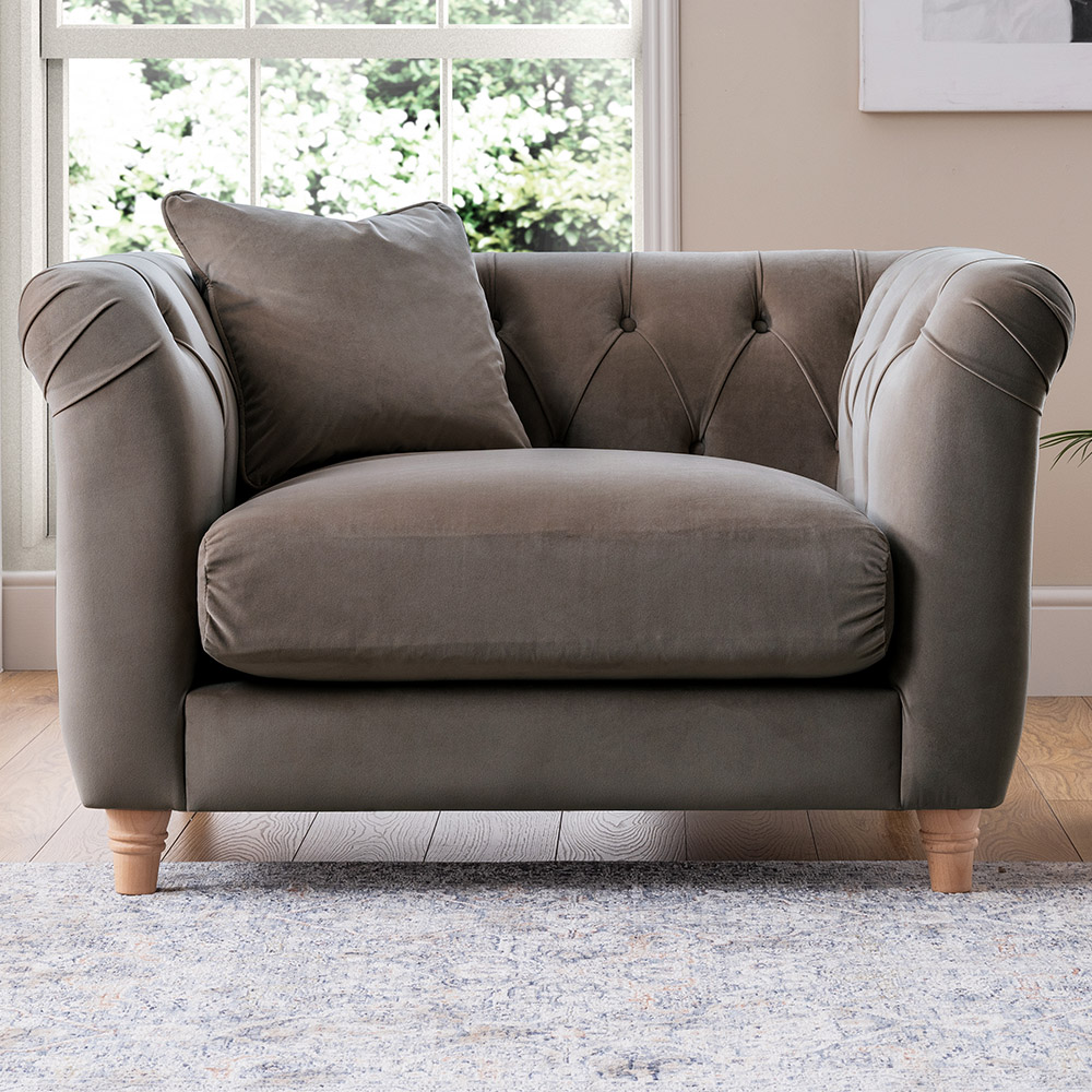 Mushroom Velvet Armchair Image 1