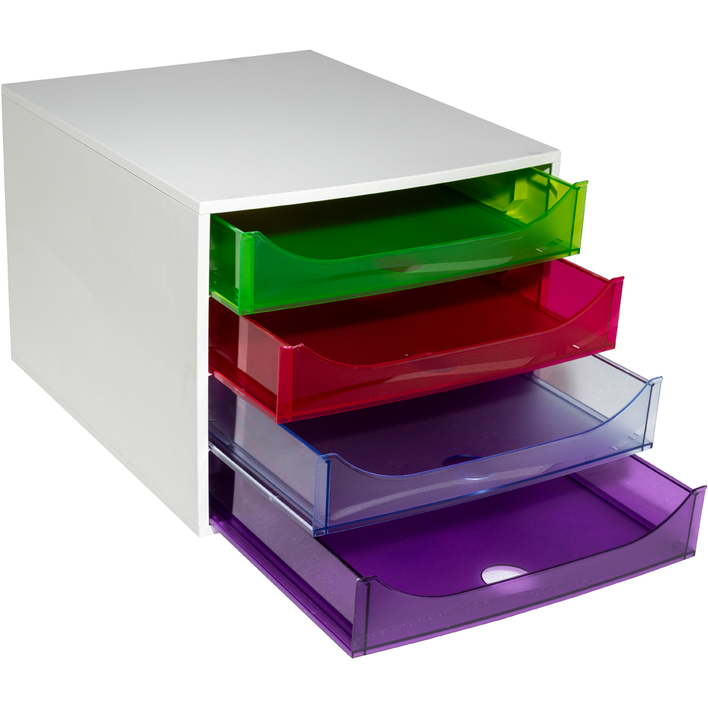 Exacompta EcoBox Linicolor 4 Drawer Harlequin Desk Organiser Image 4