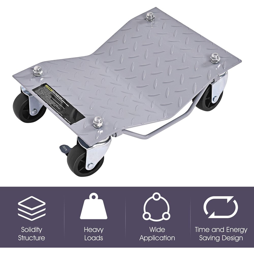 Costway 4 Piece Wheel Dollies with Lockable Casters and Handle Image 4