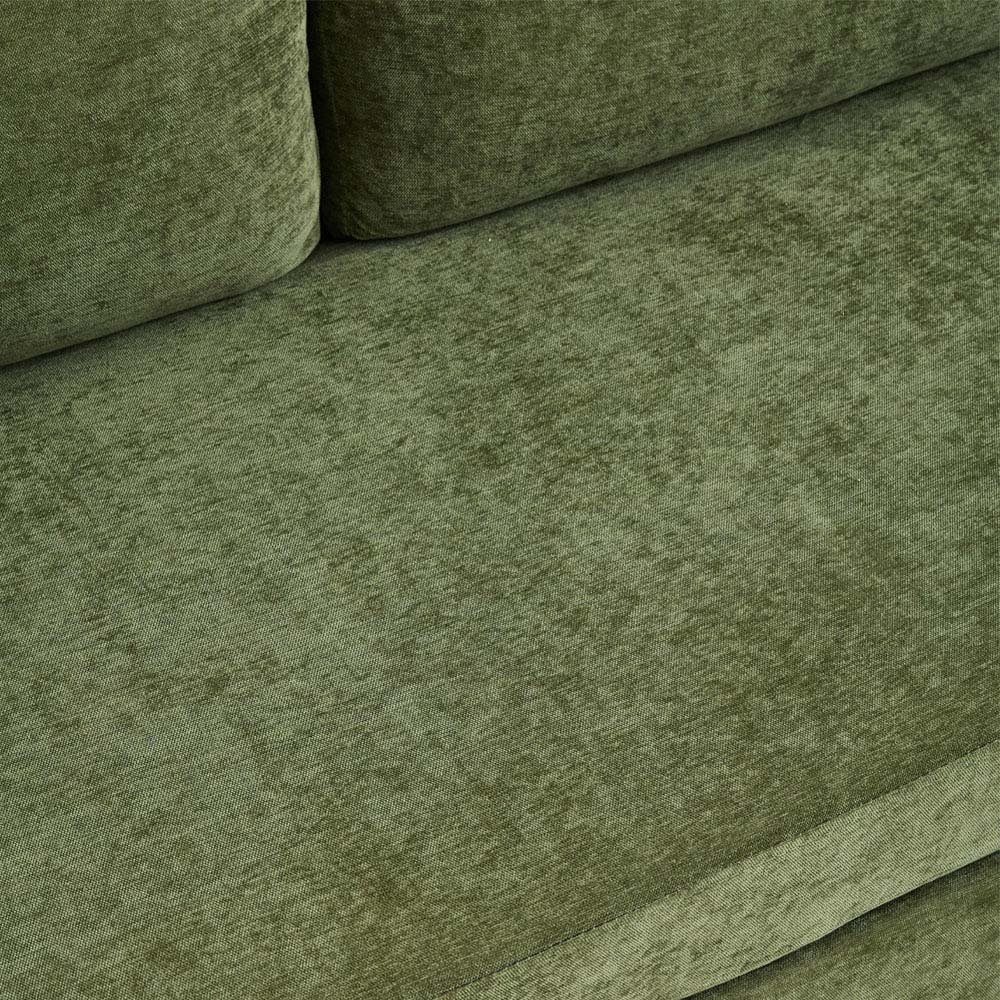Living and Home 4 Seater Green Chenille Sofa with Footstool and Cup Holders Image 5