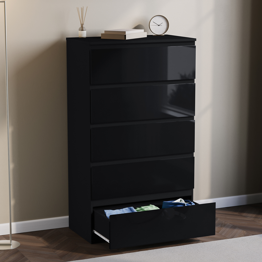 VIDA DESIGNS Glinton 5 Drawer Black Chest of Drawers Image 4