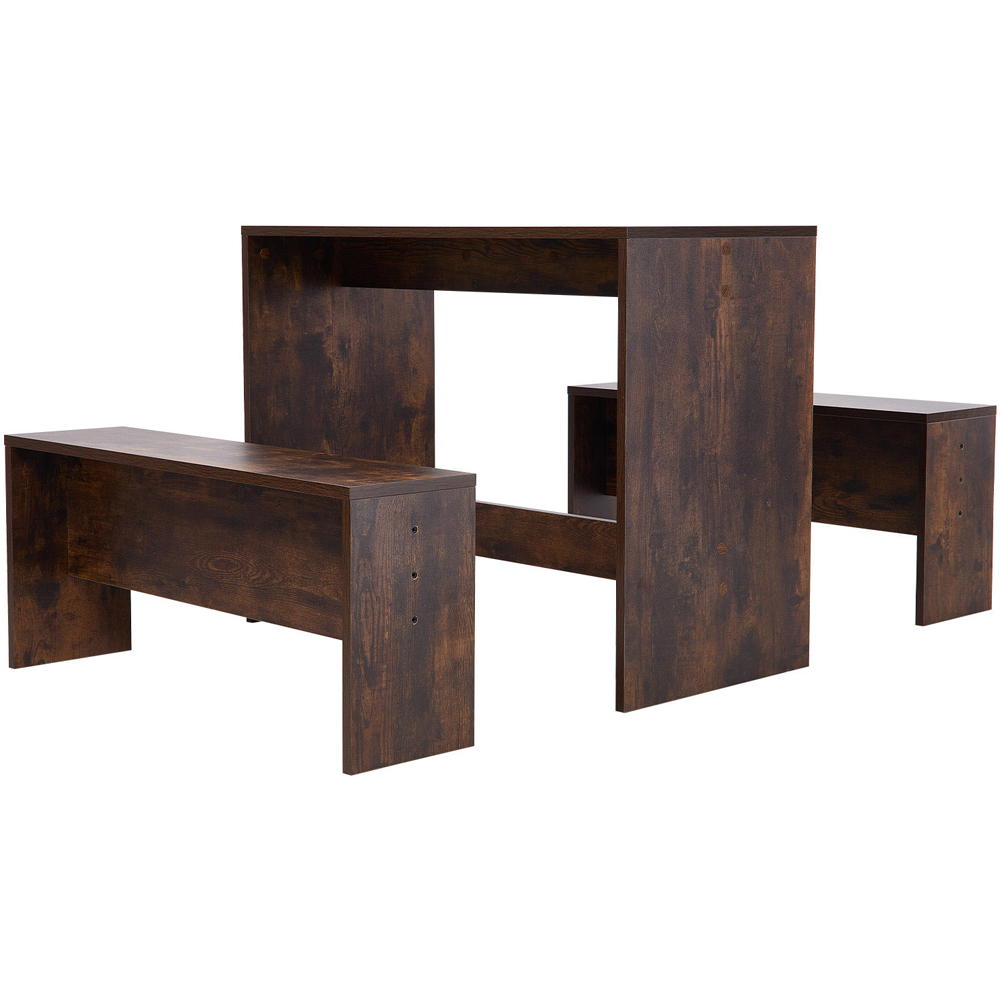 Living and Home 2 Seater Dining Bench Set Brown Wood Grain Image 2