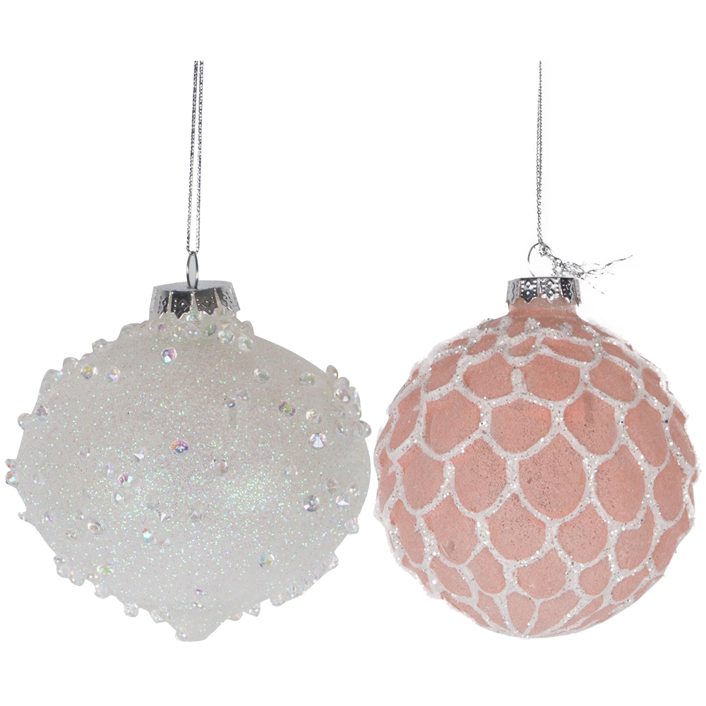 Blush Or White Glitter Bauble Image 1