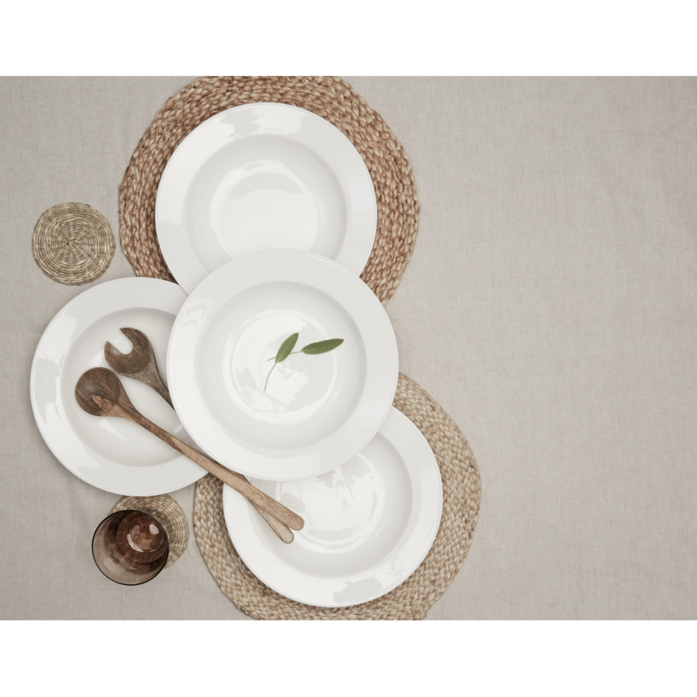 Waterside Professional Alumina White 4 Piece Porcelain Classic Rim Pasta Bowl Set Image 3