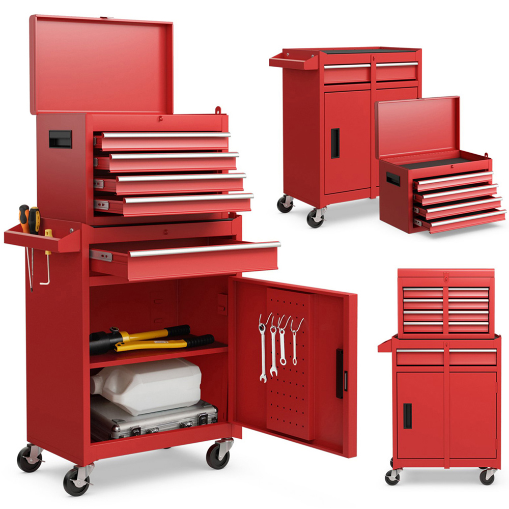 Costway 5 Drawer Red High Capacity Tool Storage Cabinet Image 2