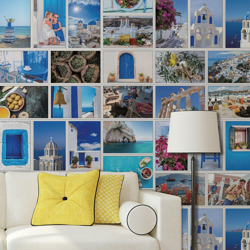 Walplus Blue Vintage Inspired Artistic Collage Print Wall Mural 180 x 120cm Image 5