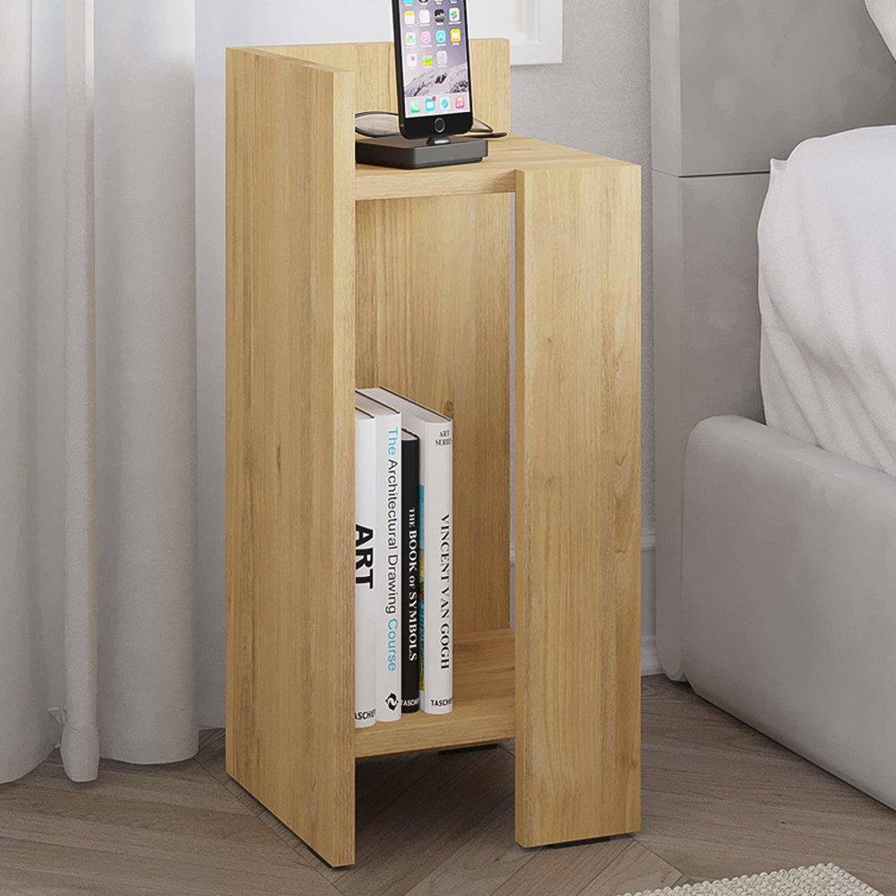 Decortie Elos Single Shelf Oak Modern Left Module Bedside Table Image 1