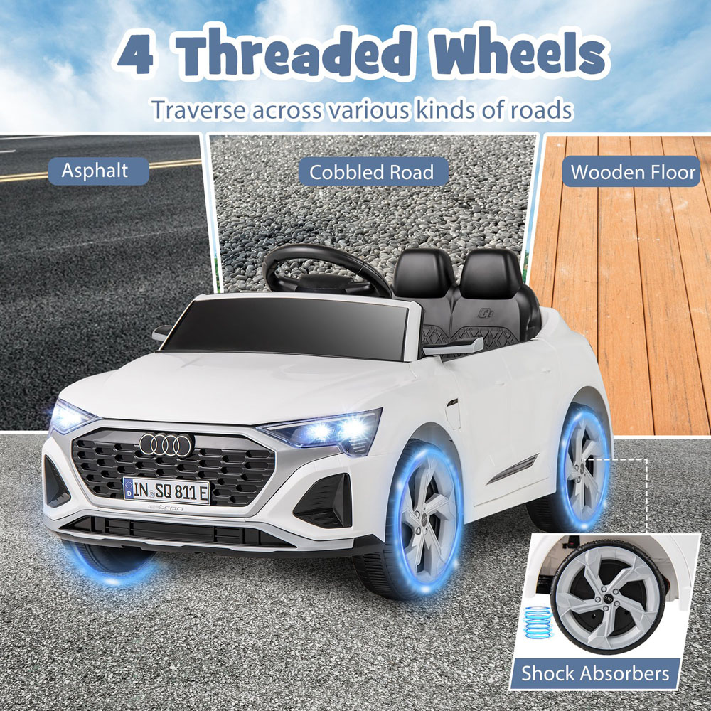 Costway Kids White Licensed Audi SQ8 Ride On Car with Remote Control and 4 Wheels Suspension 12V Image 4