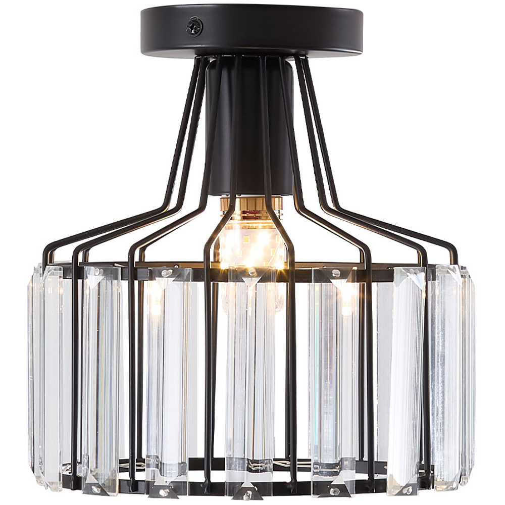 Living and Home E27 Screw Black Crystal Ceiling Light Image 3