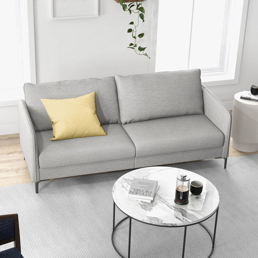 Costway 3 Seater Grey Loveseat Sofa Image 4