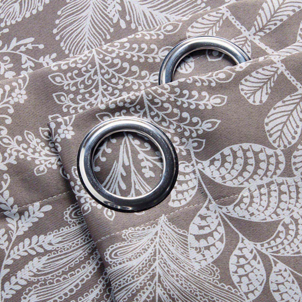 Alan Symonds Fern Latte Blackout Ring Top Eyelet Curtains 168 x 137cm Image 4