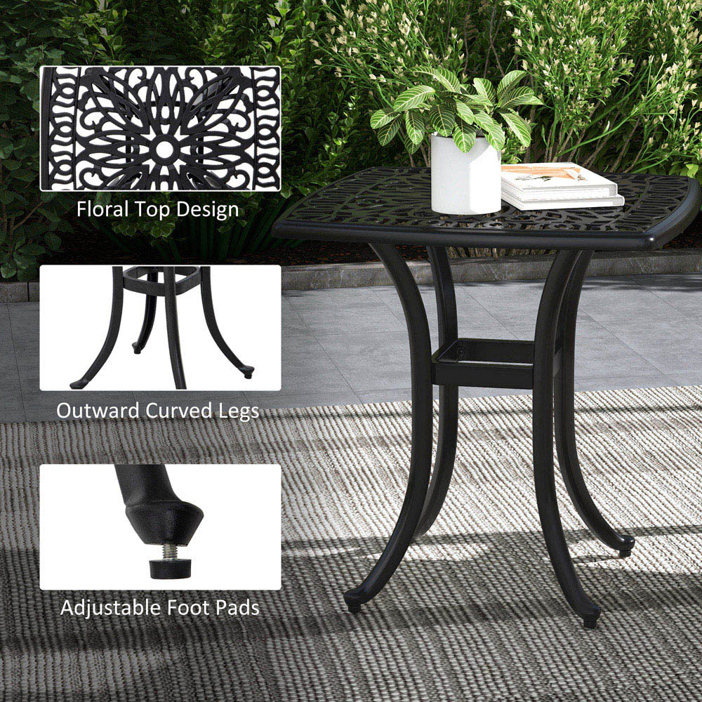 Outsunny Cast Aluminium Bistro Table Black Image 6
