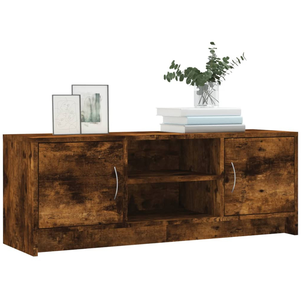 vidaXL 2 Door 2 Shelf Smoked Oak TV Cabinet Image 3