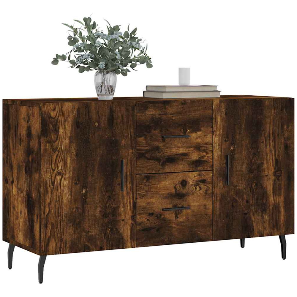 vidaXL 2 Door 2 Drawer Smoked Oak Sideboard Image 2