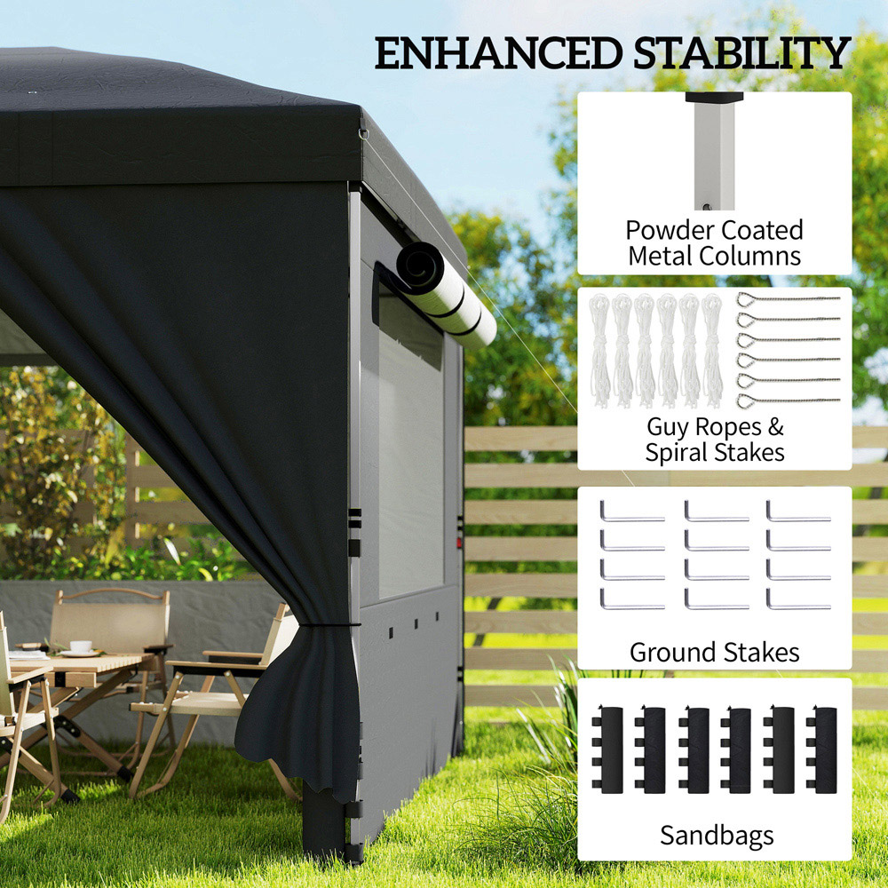 Outsunny 3 x 6m Black Pop Up Gazebo Image 6