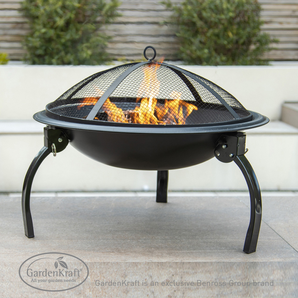 GardenKraft Black BBQ Grill and Firepit Image 2