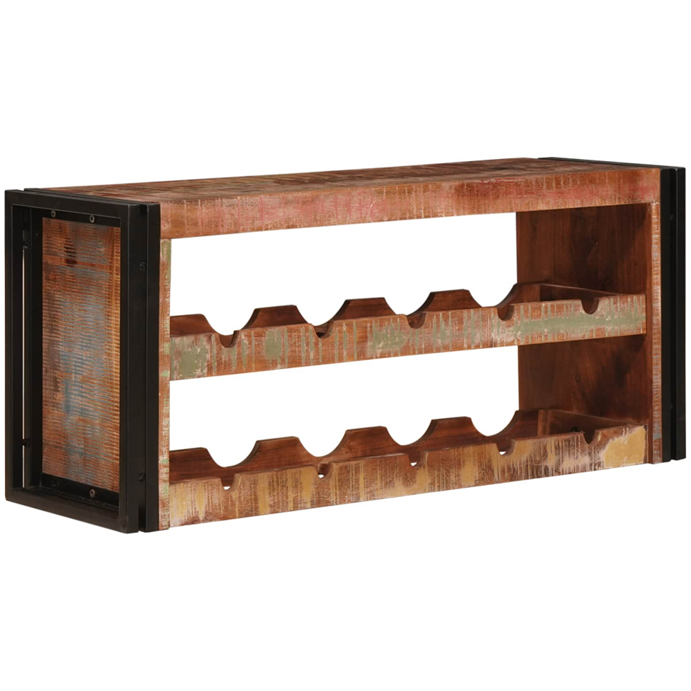 vidaXL 10 Bottle Brown Solid Reclaimed Wood Wall Mounted Wine Rack Image 5
