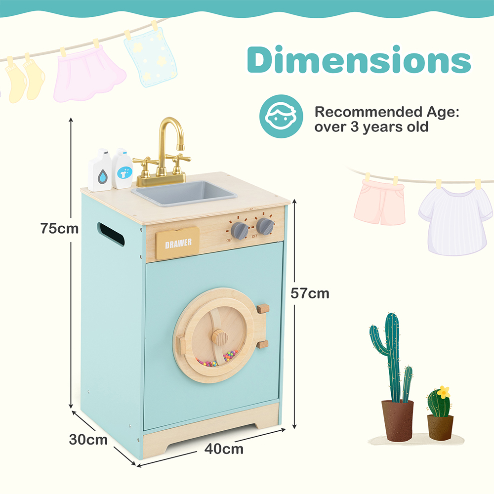 Costway Kids Blue Washing Machine Toy Play Set with Laundry Detergent Image 7