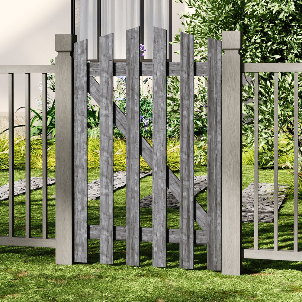 Outdoor Minimalist Grey Wooden Fence Gate 120 x 76 x 2.5cm Image 2