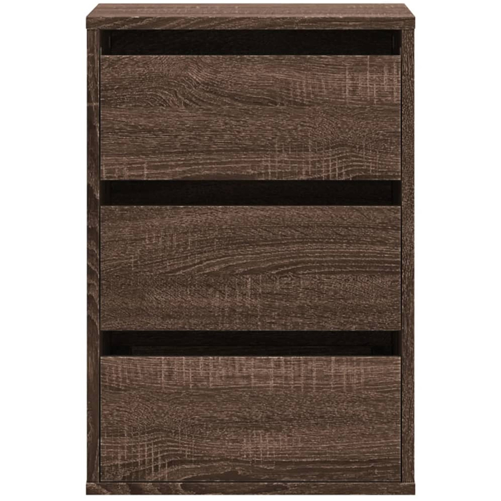 vidaXL 3 Drawer Brown Oak Wooden Chest of Drawers Image 3