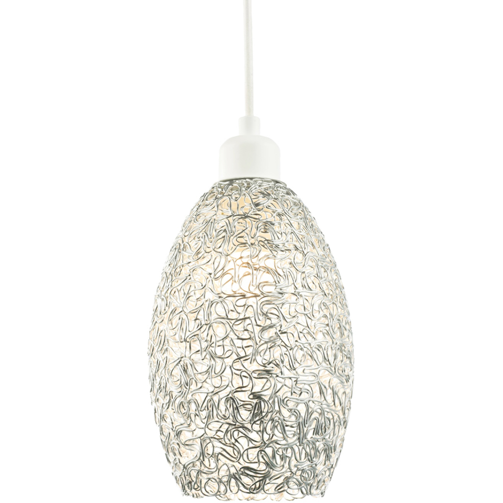 Happy Homewares Industrial Twisted Wire Mesh Metal Shiny Silver Pendant Shade Image 7