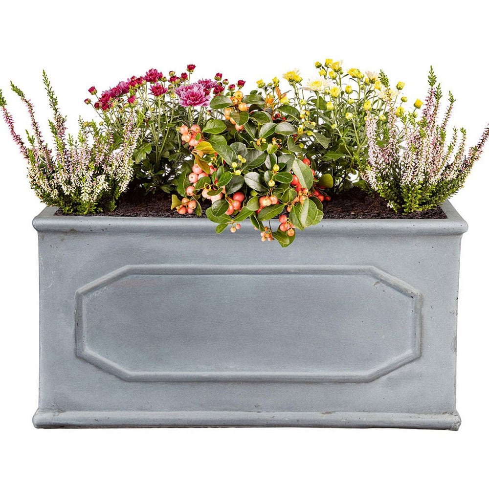 wilko Chelsea Faux Lead Light Stone Trough Outdoor Planter 23cm Image 3
