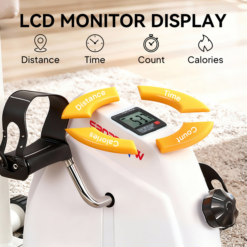 SPORTNOW White Seated Pedal Exerciser with Dual Massage and LCD Display Image 6