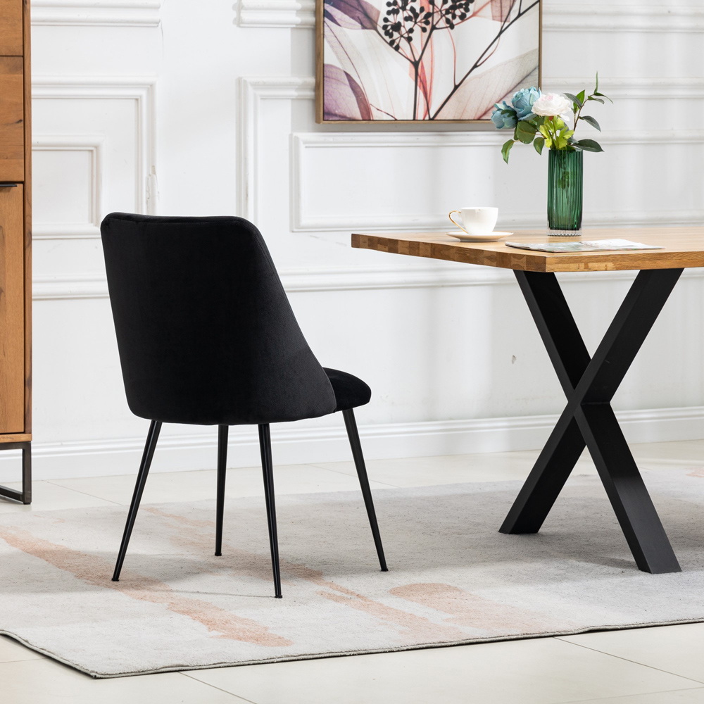 Artemis Home Morandi Set of 2 Black Velvet Dining Chair Image 3