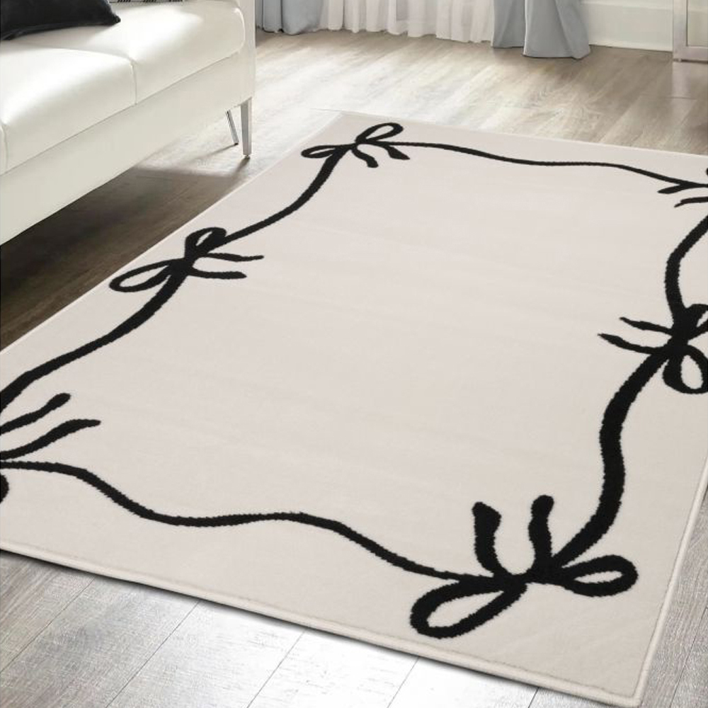 Homemaker Maestro Bow Border Mono Rug 120 x 170cm Image 1