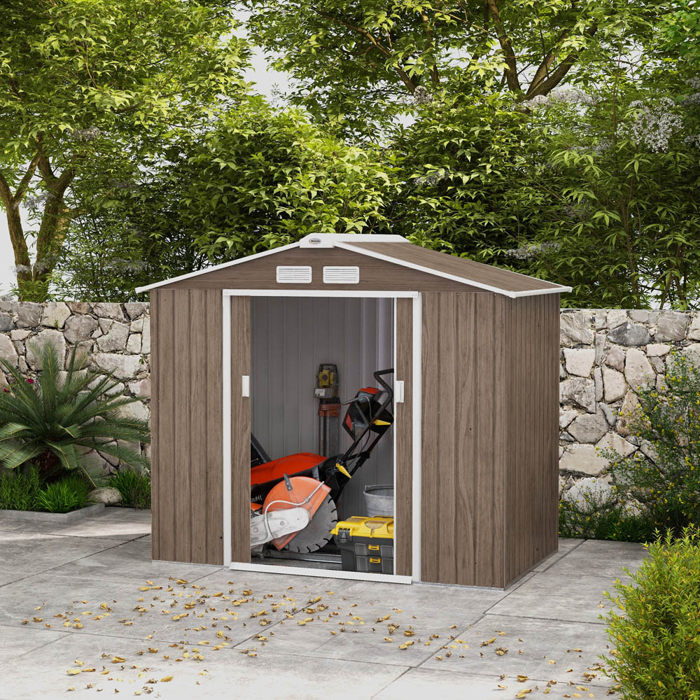Outsunny 7 x 4ft Brown Sloped Roof Garden Shed Image 2