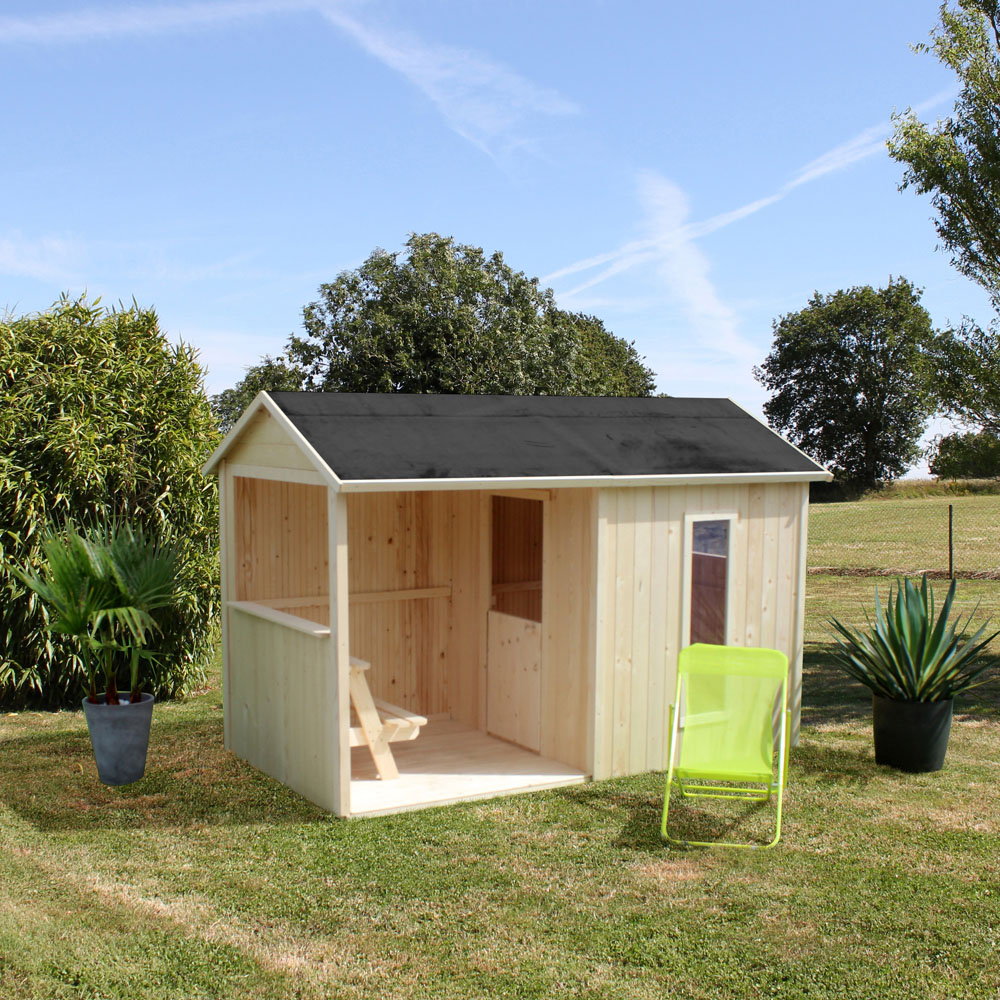 Soulet Jazz 8 x 5ft Kids Wooden Playhouse with Canopy and Bench Image 7
