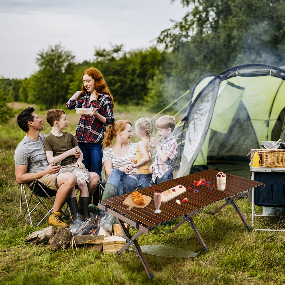 Costway Coffee Folding Camping Table with Carry Bag Image 2