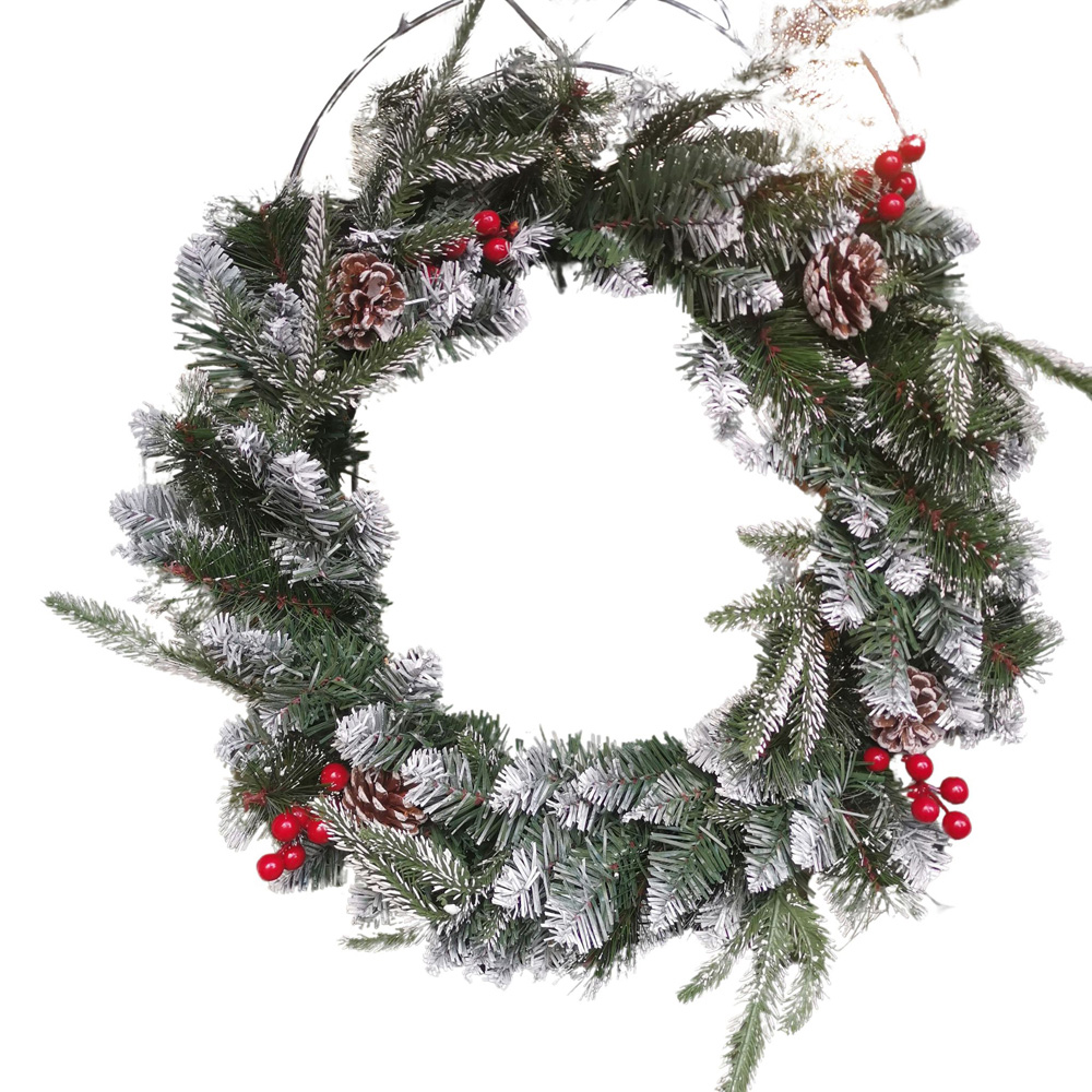 Premier New Jersey Snowy Tips Christmas Wreath with Berries and Cone 50cm Image 1