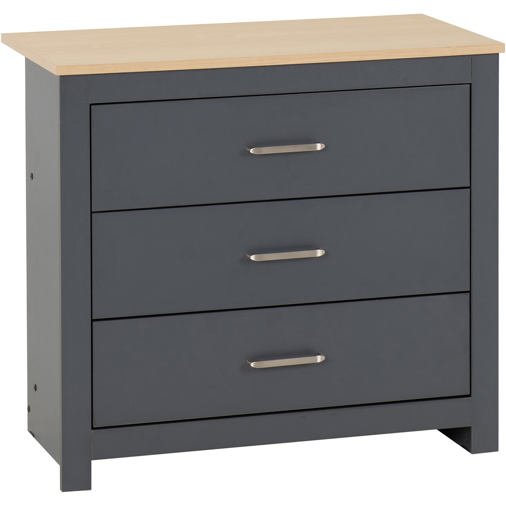 Seconique Portland 3 Drawer Grey and Oak Effect Chest of Drawers Image 2