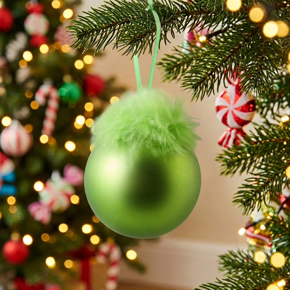 Pack of 6 Fluffy Grumble BaublesGreen Image 2