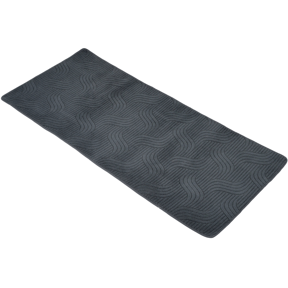 Living and Home Dark Grey Minimalist Wavy Geometric Non-Slip Sofa Mat 160 x 90cm Image 1