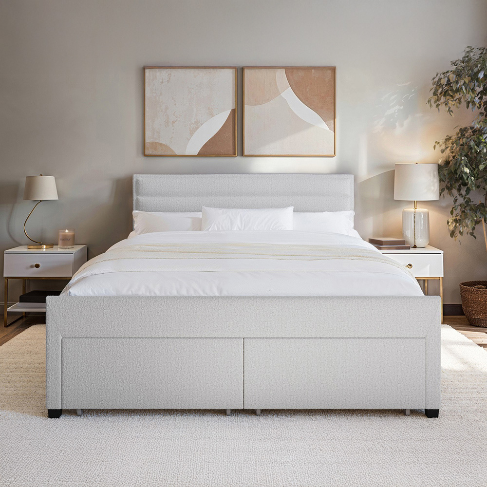 Flair Heybrook Double Cream Boucle 4 Drawer Bed Image 8