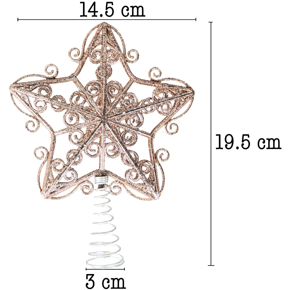 Shatchi Rose Gold Glitter Star Tree Topper Image 5