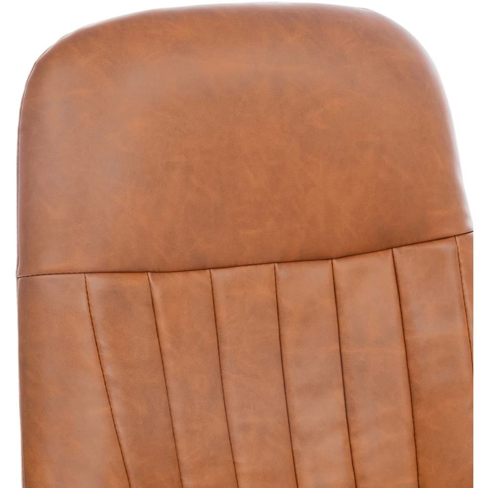 Living and Home Brown PU Leather Vertical Stitching Height Adjustable High-Back Swivel Office Chair Image 3