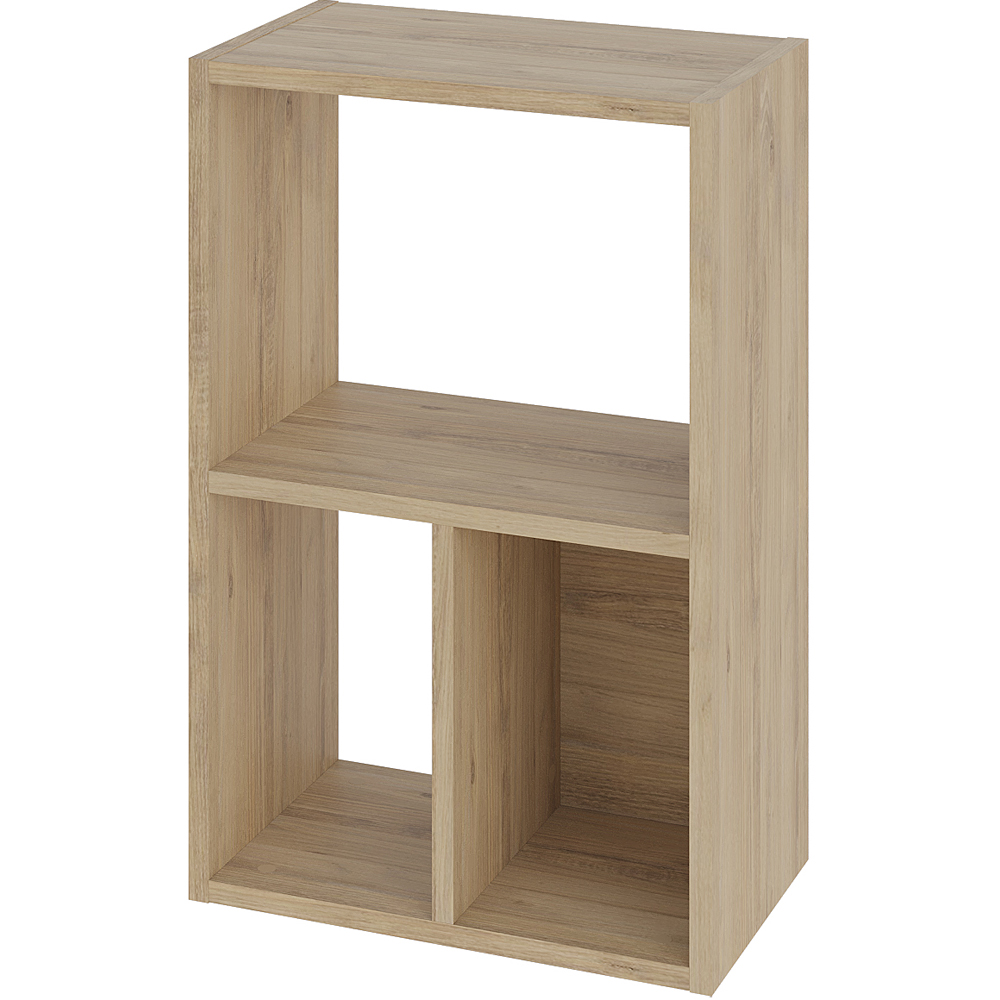 Decortie Combayn 3 Shelf Saphire Oak Low Freestanding Bookcase Image 2