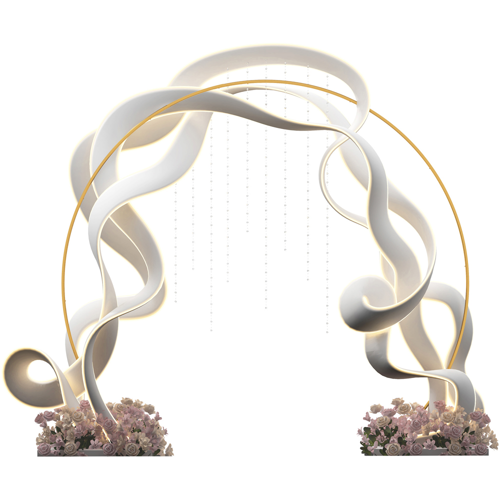 Outsunny 8 x 9ft Gold Tone Round Backdrop Arch Stand Image 3