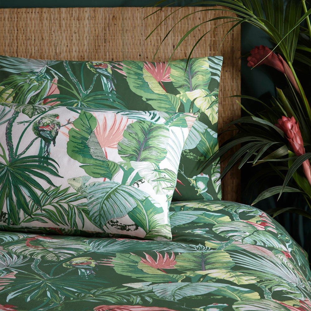 furn. Amazonia Tropical Super King Jade Duvet Set Image 2