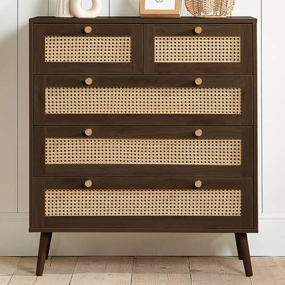 Croxley 5 Drawer Rattan Chest of Drawers Image 1